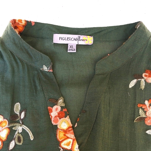 Anthropologie Figueroa & Flower Green Maxi Dress with Embroidery, Boho - Picture 5 of 7